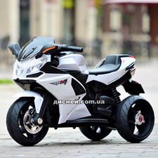 Детский мотоцикл M 3912 EL-1, кожаное сиденье, белый